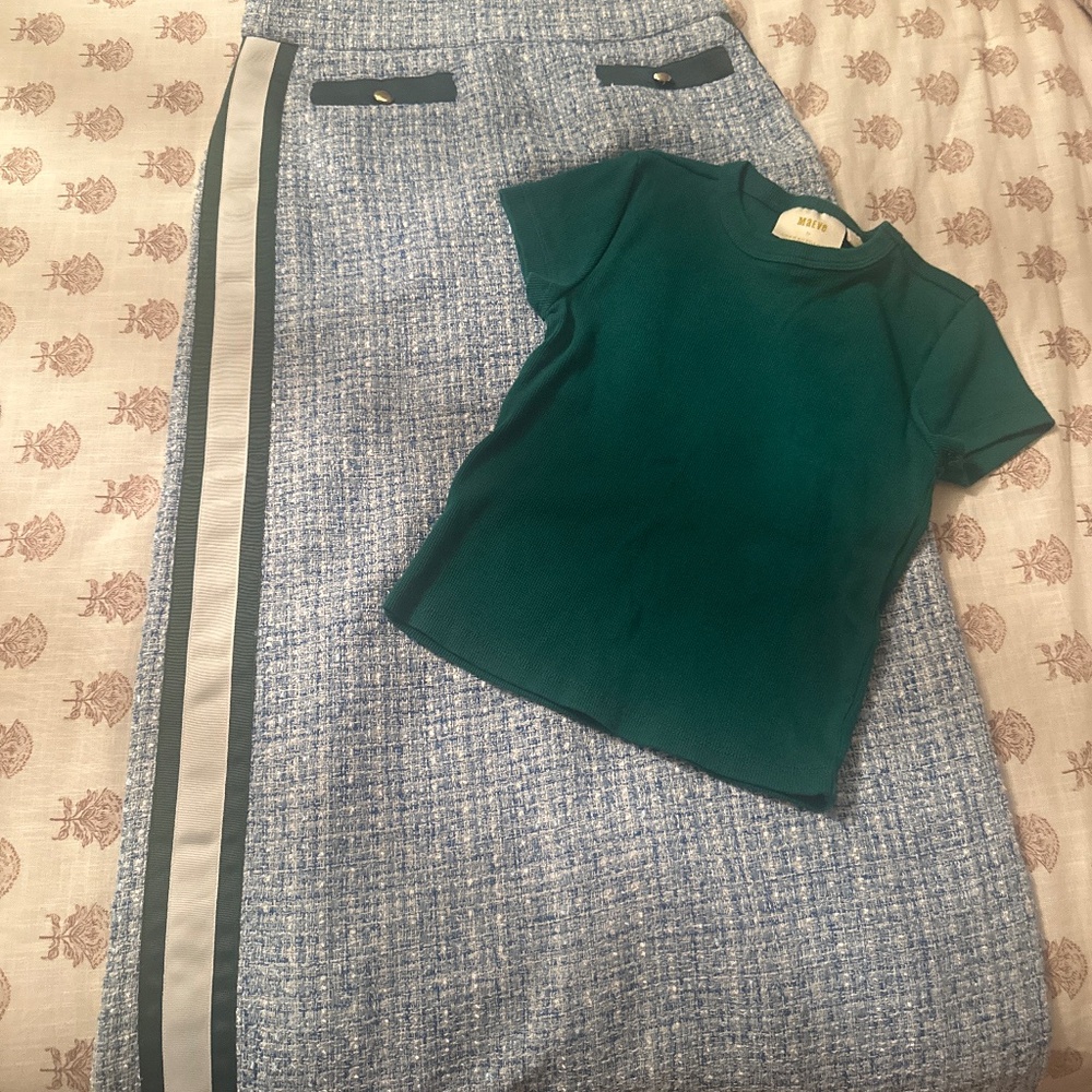 Anthropologie  tweed skirt and  baby t-shirt